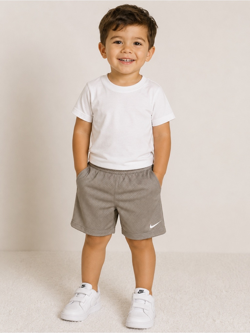 Nike Dri-FIT Boys Mesh Athletic Shorts Size Medium 5-6Y Gray NWT